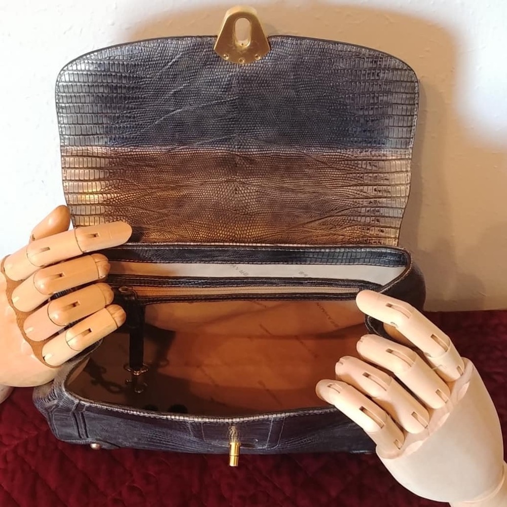 RARE Vintage Brahmin Pewter Leather Discontinued - Picture 5 of 10